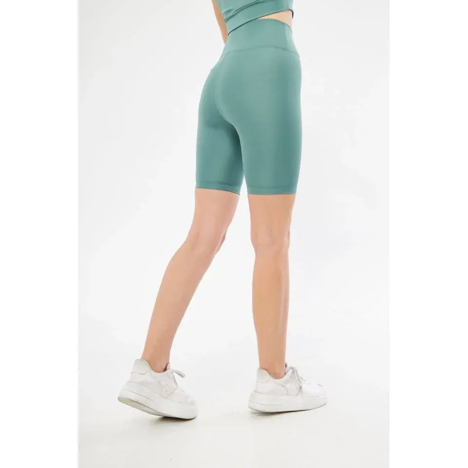 Yüksek Bel Biker Sporcu Şort - Mint Yeşil