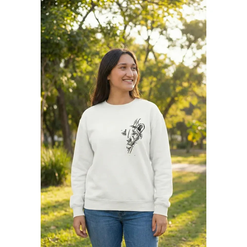 Sevgililer Günü Özel Bisiklet Yaka Baskılı Oversize Sweatshirt - Beyaz