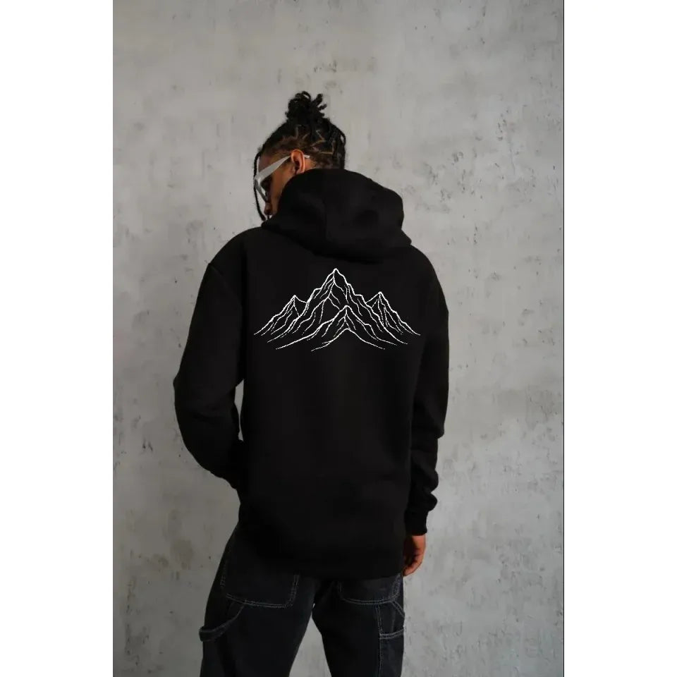 Erkek Nihilist Penguen Özel Tasarım Oversize Kapüşonlu Sweatshirt - Siyah