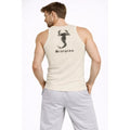 Erkek Fitilli Atlet Sıfır Yaka Slim Fit Arka Baskılı Spor Atlet - Krem