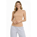 Fitilli Atlet Sıfır Yaka Slim Fit Arka Baskılı Spor Atlet - Bej