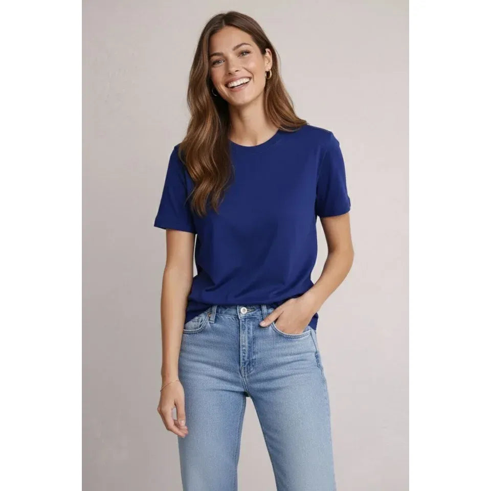 Osy Modal Yumuşak Dokulu Kumaş Bisiklet Yaka T-shirt - Lacivert