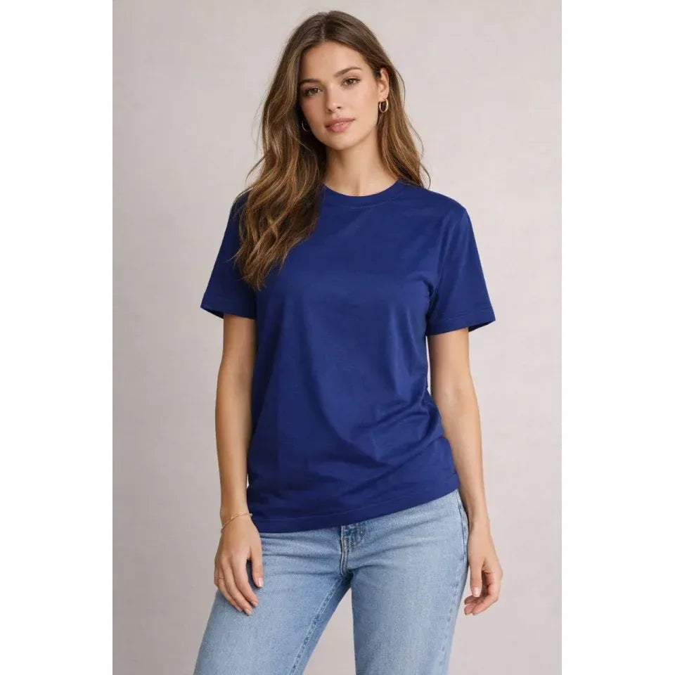 Osy Modal Yumuşak Dokulu Kumaş Bisiklet Yaka T-shirt - Lacivert