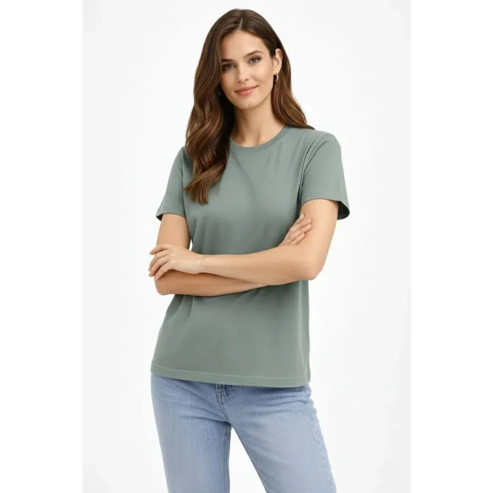 Bisiklet Yaka Tişört Regular Kalıp Basic Pamuklu Günlük Kullanım T-shirt - Mint Yeşili