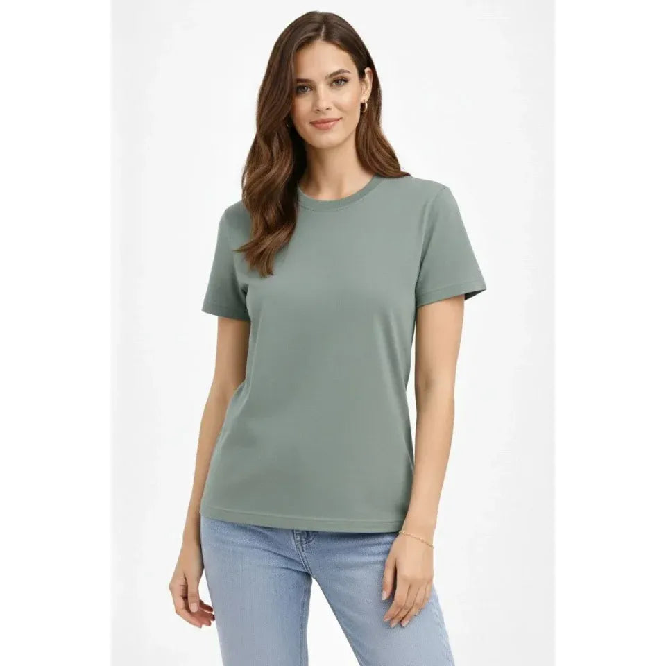 Bisiklet Yaka Tişört Regular Kalıp Basic Pamuklu Günlük Kullanım T-shirt - Mint Yeşili