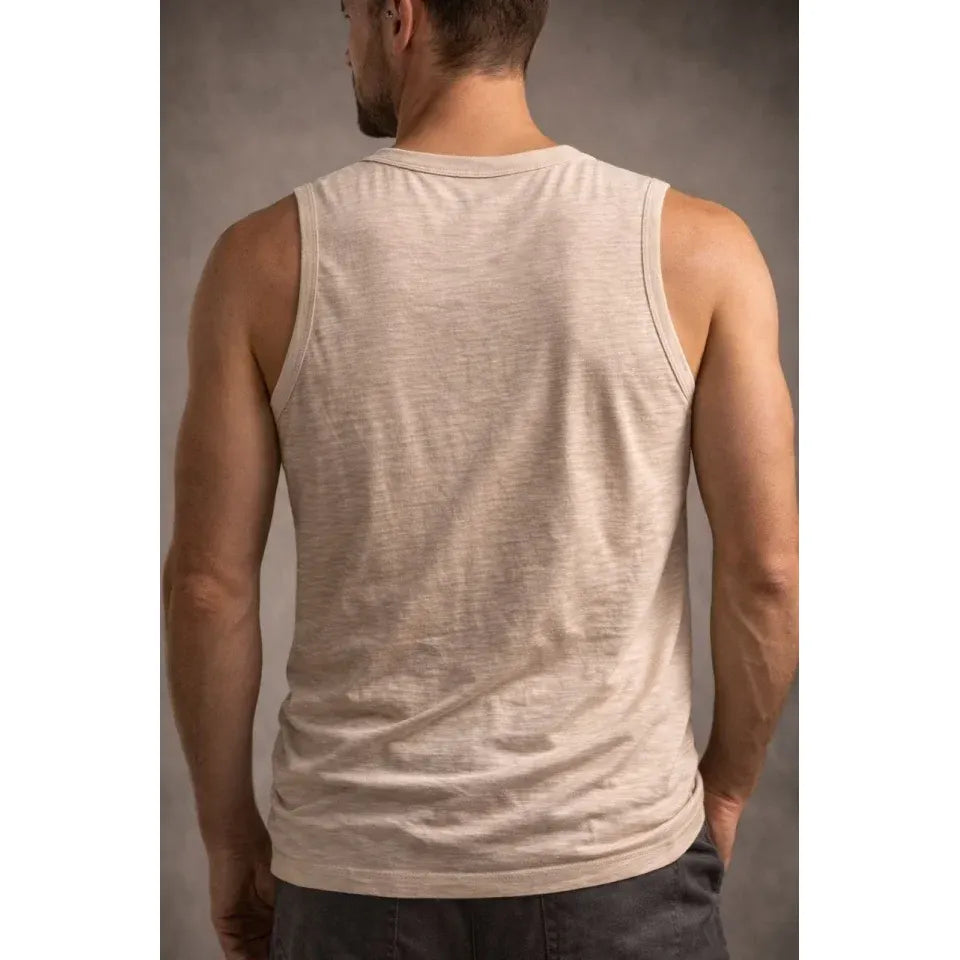 Erkek Flamlı Kumaş Sıfır Kolsuz Atlet Basic Spor Üst, Günlük Ve Fitness Kullanımına Uygun - Taş
