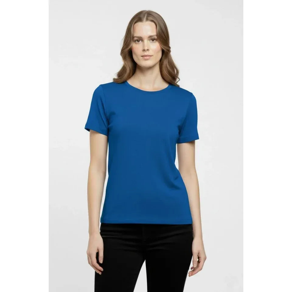 T-Shirt Bisiklet Yaka Slim Fit Likralı Tişört Günlük Basic Body - İndigo
