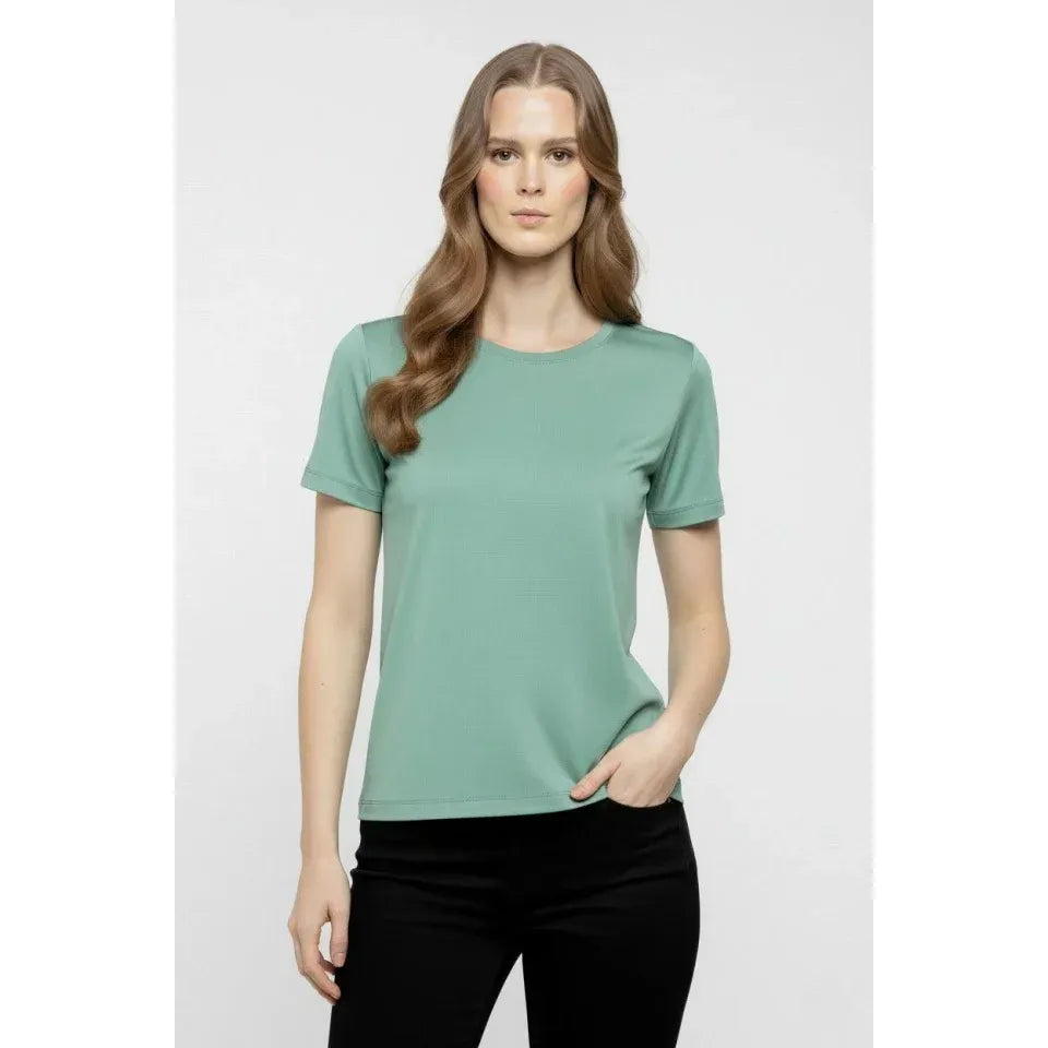 T-Shirt Bisiklet Yaka Slim Fit Likralı Tişört Günlük Basic Body - Mint Yeşili
