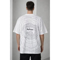 Erkek Bisiklet Yaka Baskılı Kısa Kollu Tişört Streetwear Günlük Basic Pamuklu T-shirt - Beyaz