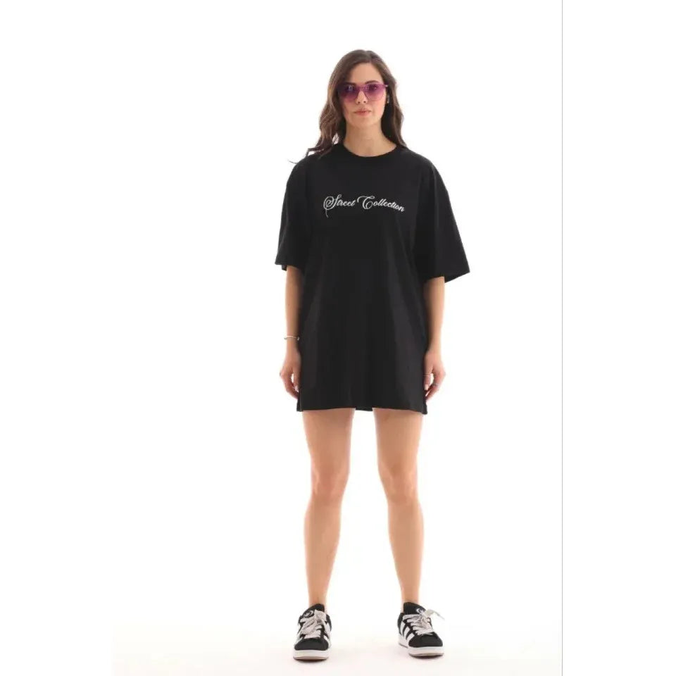Baskılı T-Shirt Kısa Kol Bisiklet Yaka Regular Rahat Kalıp Günlük Tişört - Siyah