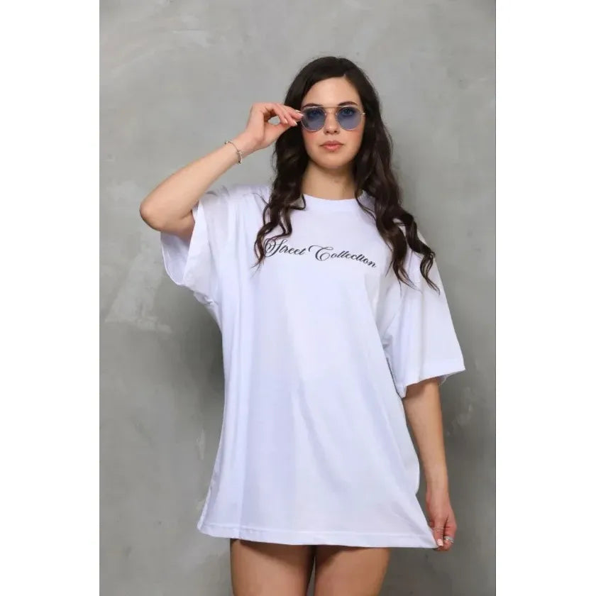 Baskılı T-Shirt Kısa Kol Bisiklet Yaka Regular Rahat Kalıp Günlük Tişört - Beyaz