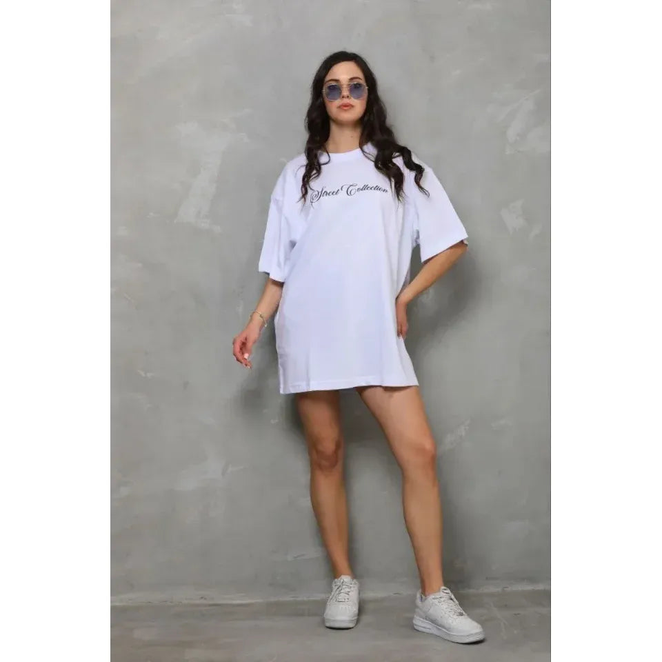 Baskılı T-Shirt Kısa Kol Bisiklet Yaka Regular Rahat Kalıp Günlük Tişört - Beyaz