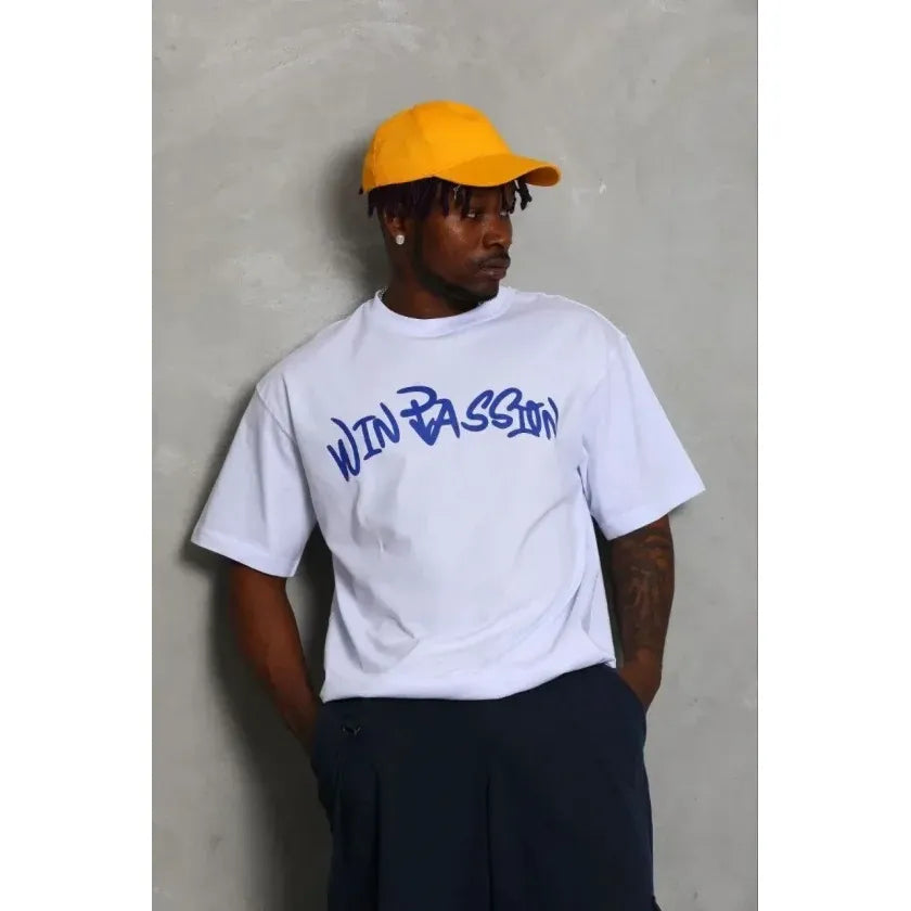 Erkek Baskılı T-Shirt Kısa Kol Bisiklet Yaka Regular Fit Rahat Kalıp Günlük Tişört - Beyaz
