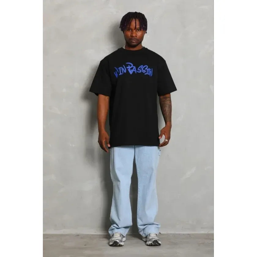Erkek Baskılı T-Shirt Kısa Kol Bisiklet Yaka Regular Fit Rahat Kalıp Günlük Tişört - Siyah