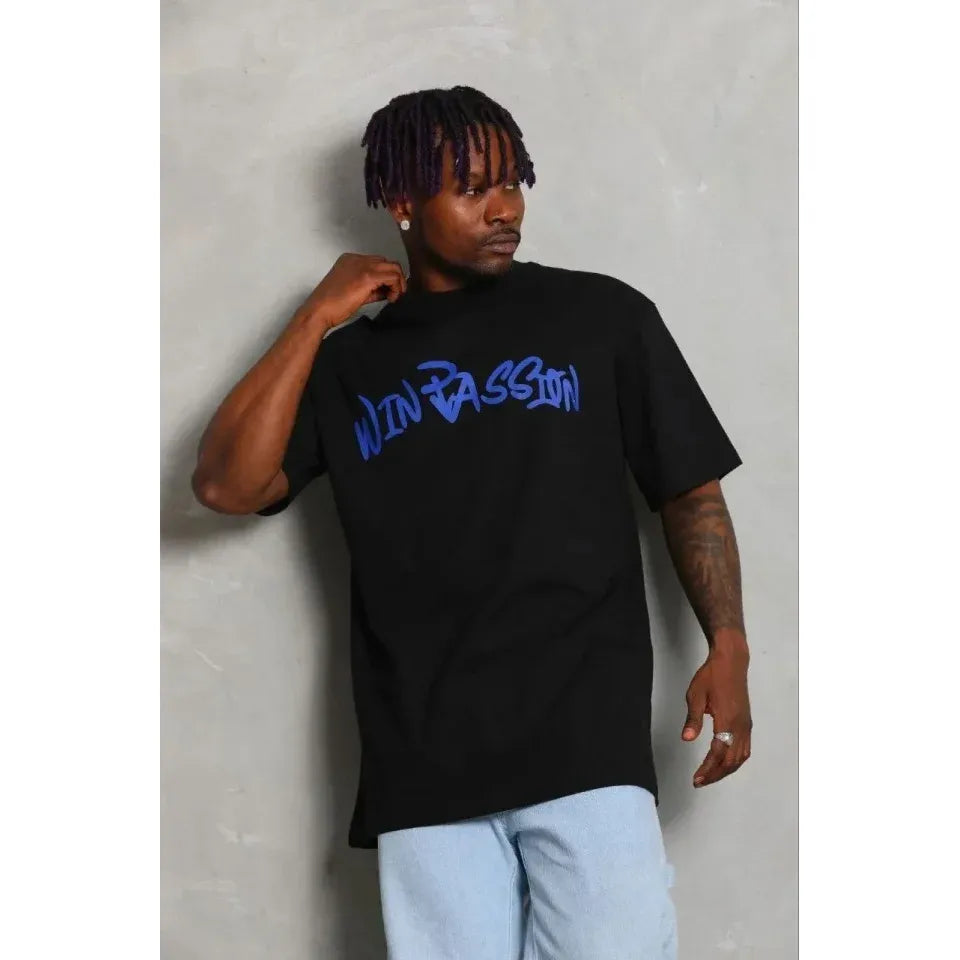 Erkek Baskılı T-Shirt Kısa Kol Bisiklet Yaka Regular Fit Rahat Kalıp Günlük Tişört - Siyah