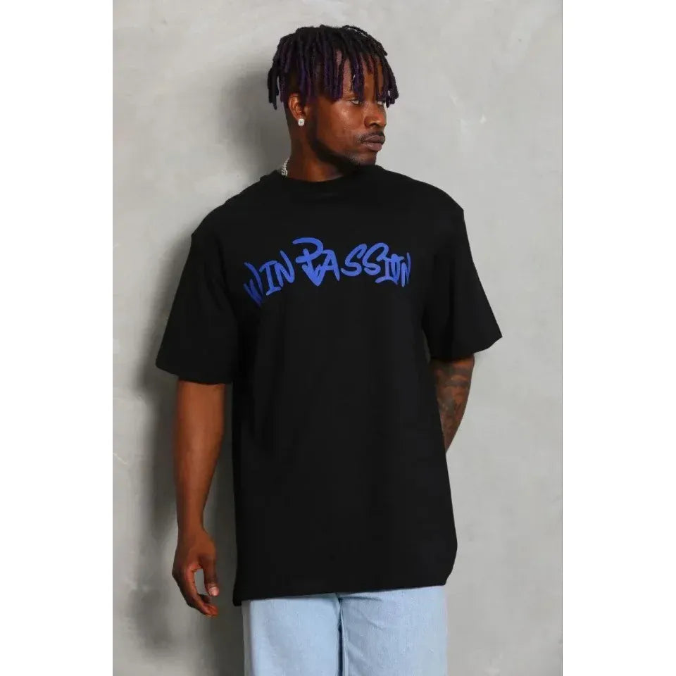 Erkek Baskılı T-Shirt Kısa Kol Bisiklet Yaka Regular Fit Rahat Kalıp Günlük Tişört - Siyah