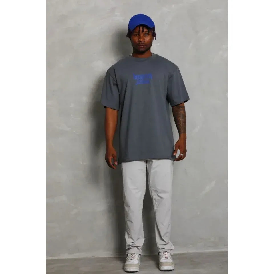 Erkek Baskılı T-Shirt Kısa Kol Bisiklet Yaka Regular Fit Rahat Kalıp Günlük Tişört - Füme