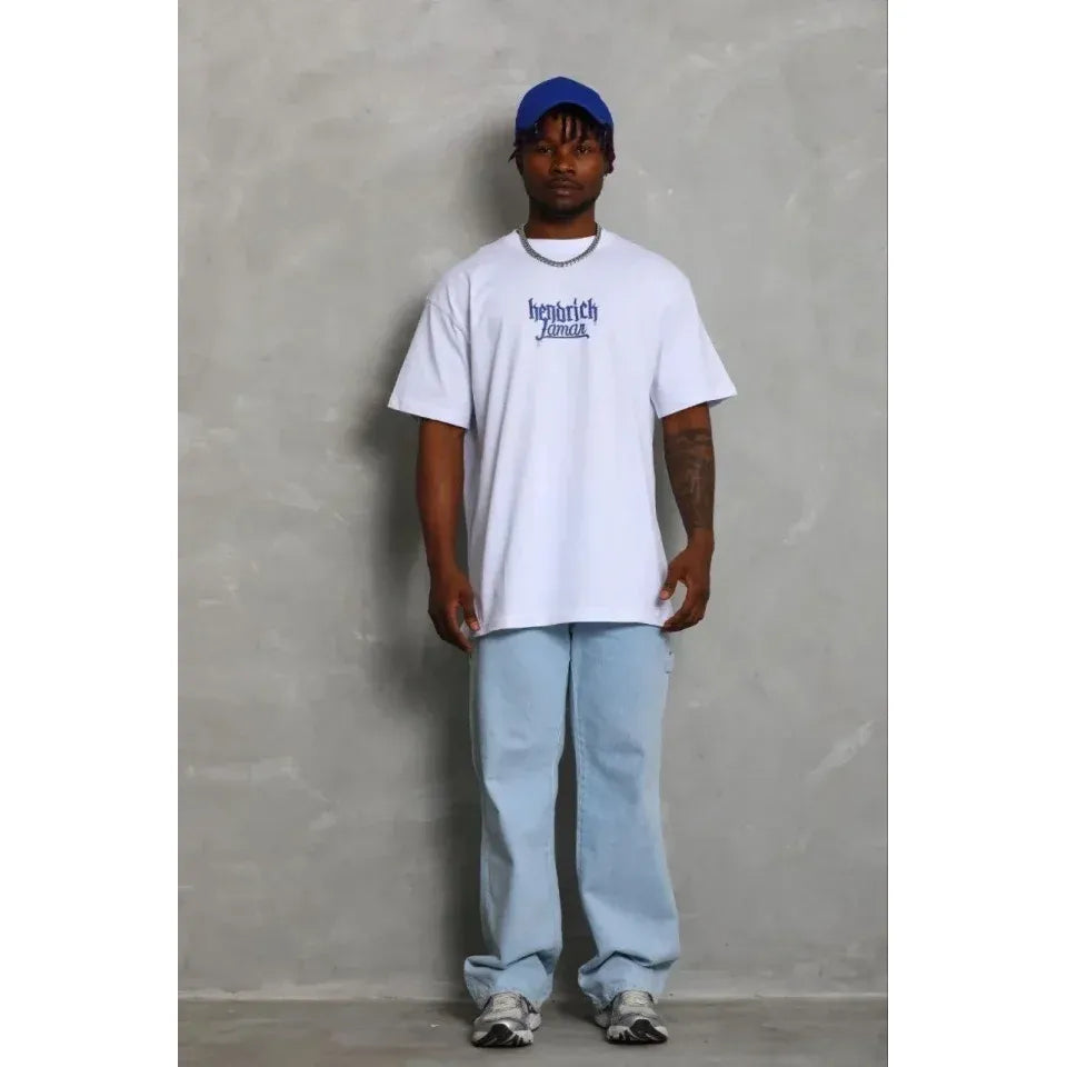 Erkek Baskılı T-Shirt Kısa Kol Bisiklet Yaka Regular Fit Rahat Kalıp Günlük Tişört - Beyaz