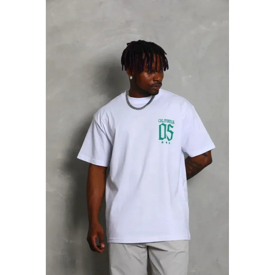 Erkek Baskılı T-Shirt Kısa Kol Bisiklet Yaka Regular Fit Rahat Kalıp Günlük Tişört - Beyaz