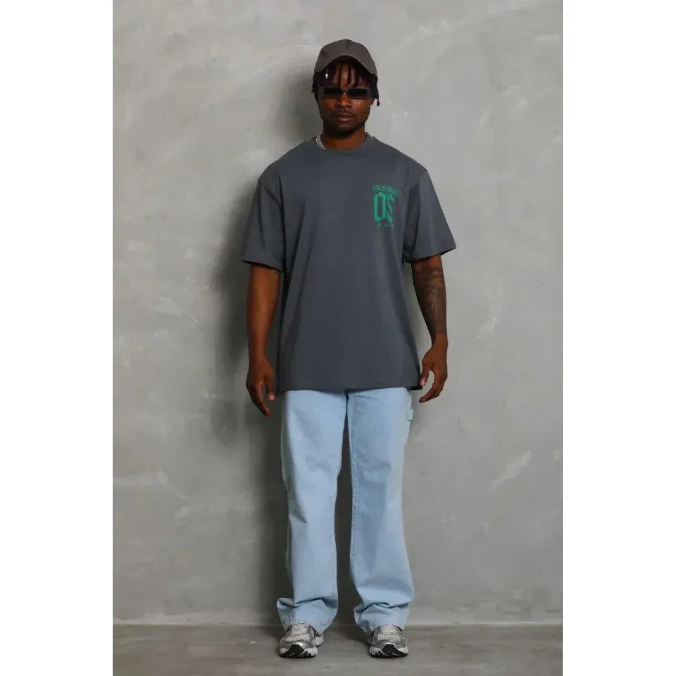 Erkek Baskılı T-Shirt Kısa Kol Bisiklet Yaka Regular Fit Rahat Kalıp Günlük Tişört - Füme