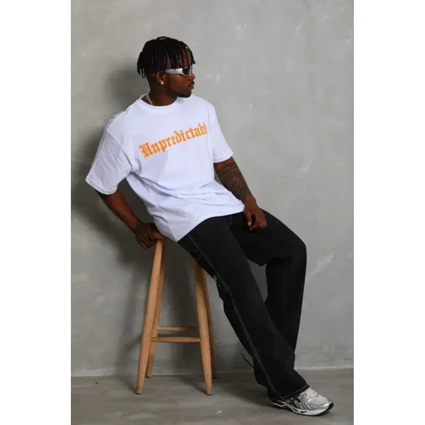 Erkek Baskılı T-Shirt Kısa Kol Bisiklet Yaka Regular Fit Rahat Kalıp Günlük Tişört - Beyaz