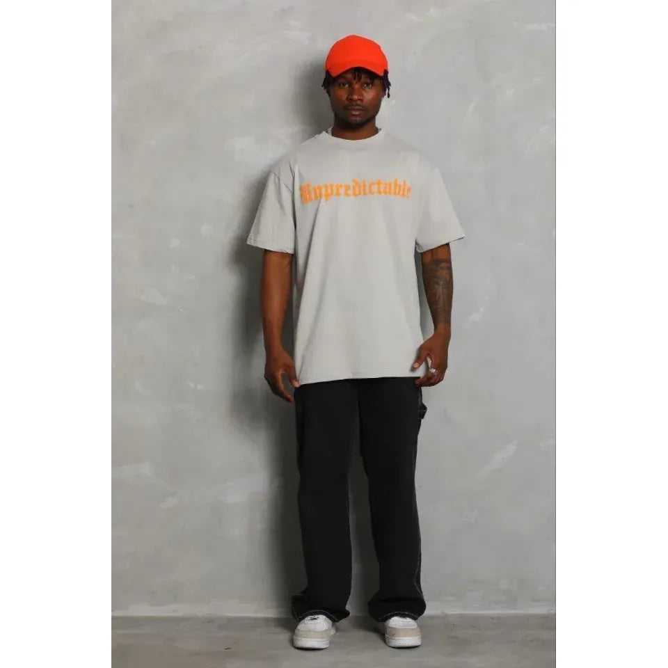 Erkek Baskılı T-Shirt Kısa Kol Bisiklet Yaka Regular Fit Rahat Kalıp Günlük Tişört - Gri