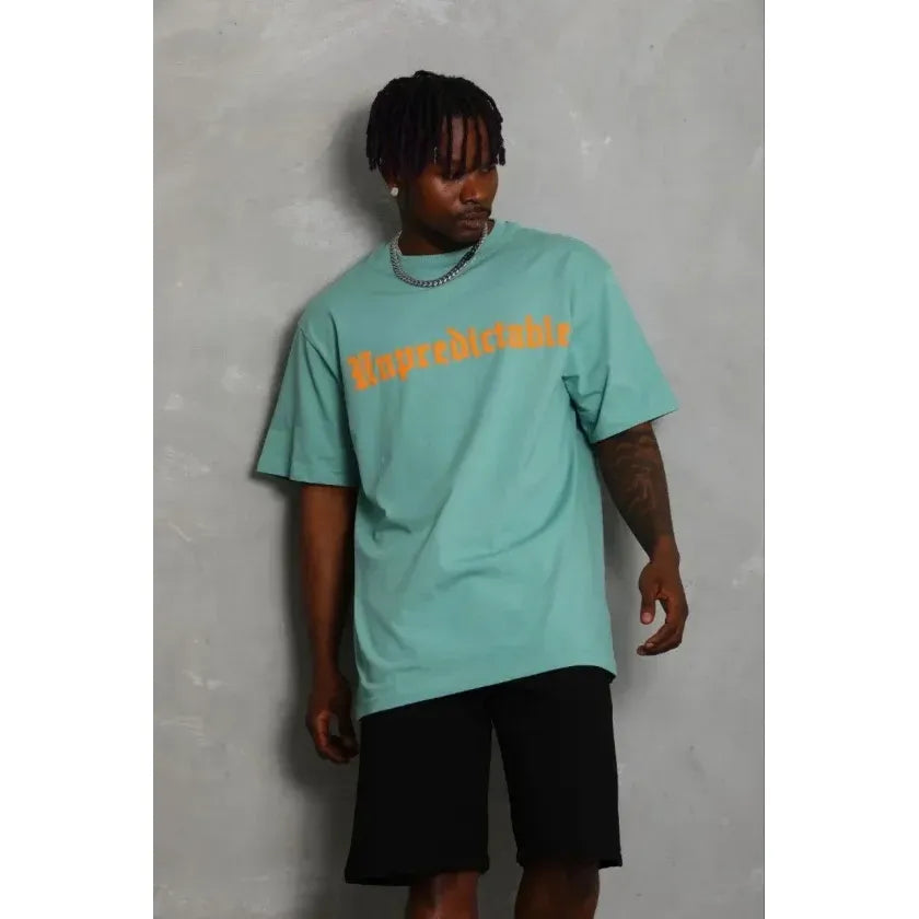 Erkek Baskılı T-Shirt Kısa Kol Bisiklet Yaka Regular Fit Rahat Kalıp Günlük Tişört - Mint Yeşili