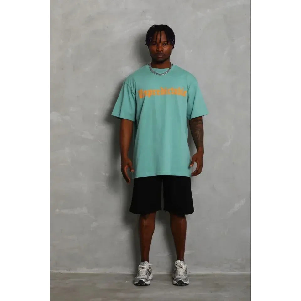 Erkek Baskılı T-Shirt Kısa Kol Bisiklet Yaka Regular Fit Rahat Kalıp Günlük Tişört - Mint Yeşili