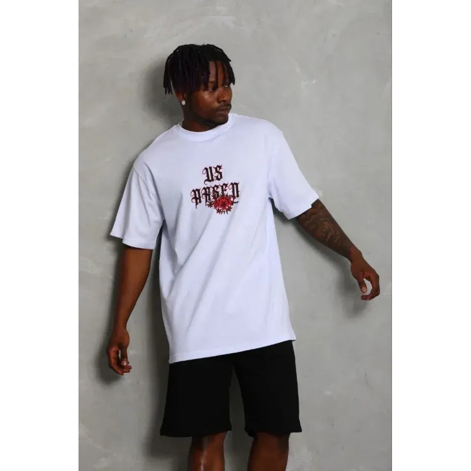 Erkek Baskılı T-Shirt Kısa Kol Bisiklet Yaka Regular Fit Rahat Kalıp Günlük Tişört - Beyaz