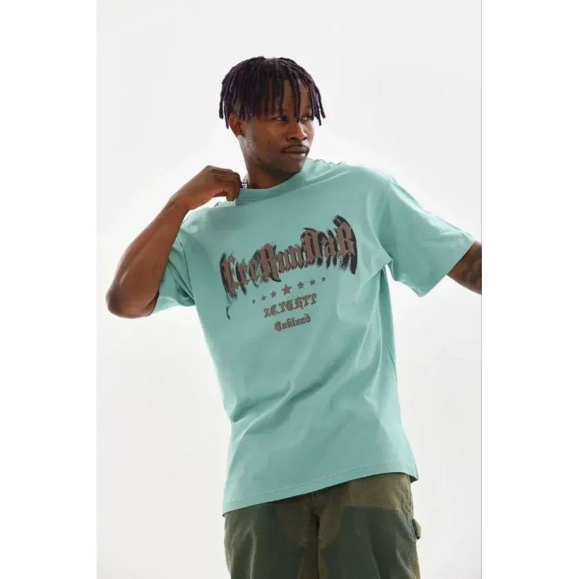 Erkek Baskılı T-Shirt Kısa Kol Bisiklet Yaka Regular Fit Rahat Kalıp Günlük Tişört - Mint Yeşili