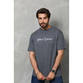 Erkek Baskılı T-Shirt Kısa Kol Bisiklet Yaka Regular Fit Rahat Kalıp Günlük Tişört - Füme