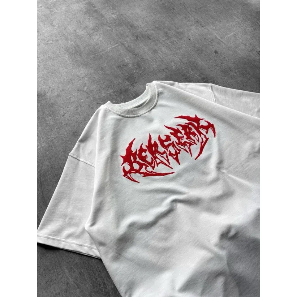 Erkek Baskılı T-Shirt Yazlık Kısa Kol Bisiklet Yaka Rahat Kalıp Tişört - Beyaz
