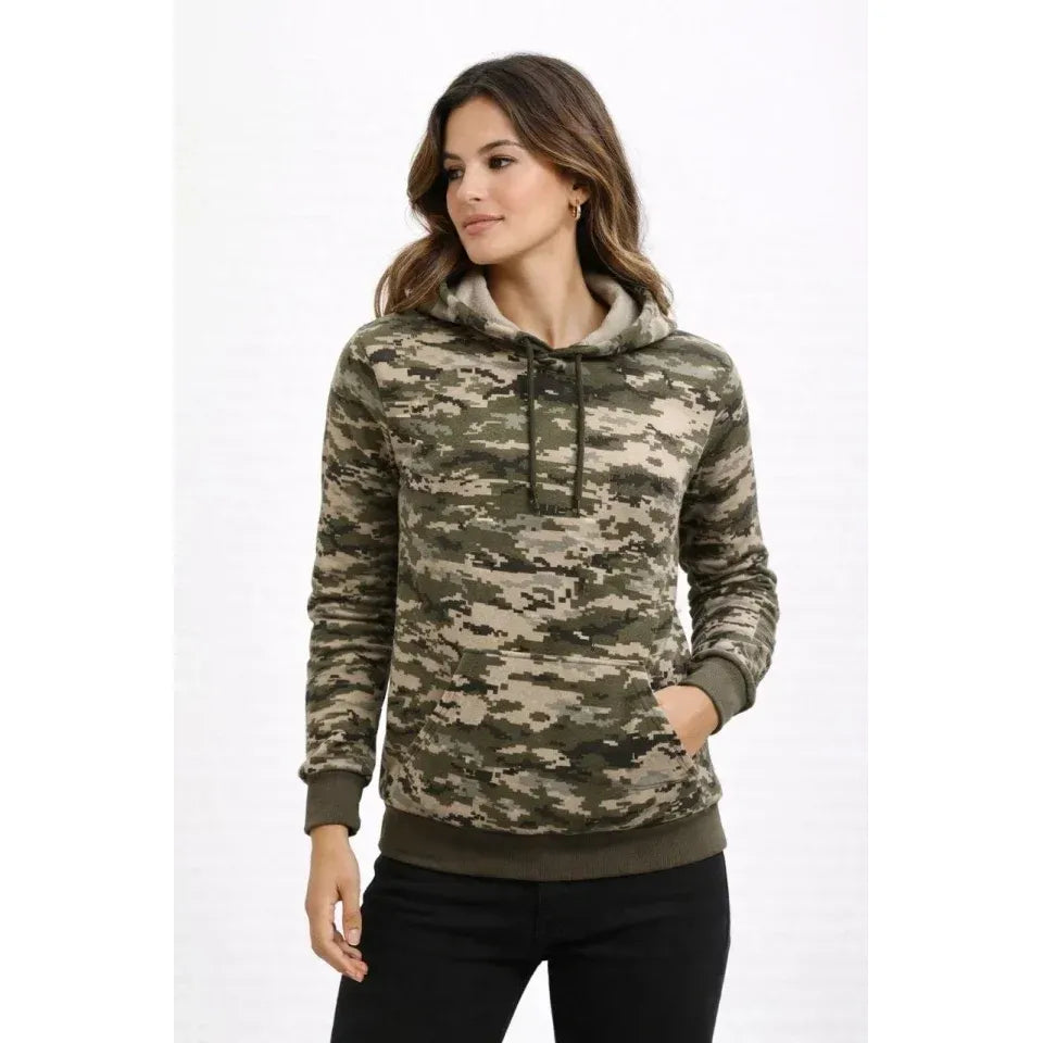 Kamuflaj Desenli 2 İplik 4 Mevsim Kapüşonlu Kanguru Cepli Hoodie Sweatshirt - Kamuflaj