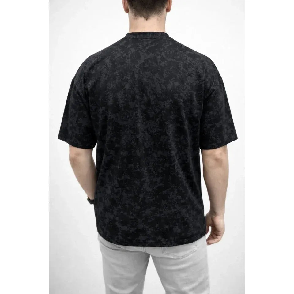 Erkek Premium Tişört OSY Yumuşak Dokulu Yıkamalı Oversize T-Shirt - Siyah