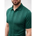 Erkek Yazlık Triko Dokuma Tişört Kısa Kol Polo Yaka T-Shirt - Koyu Yeşil