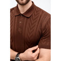 Erkek Yazlık Triko Tişört Kısa Kol Polo Yaka Düğmeli T-Shirt - Kahverengi
