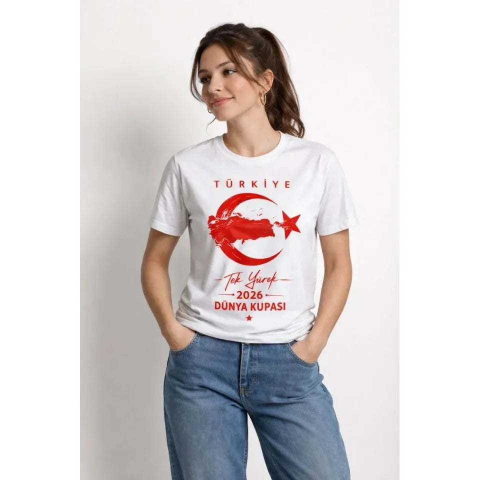 TÜRKİYE Ay Yıldız 2026 Dünya Kupasi Taraftar Forma T-Shirt - Beyaz