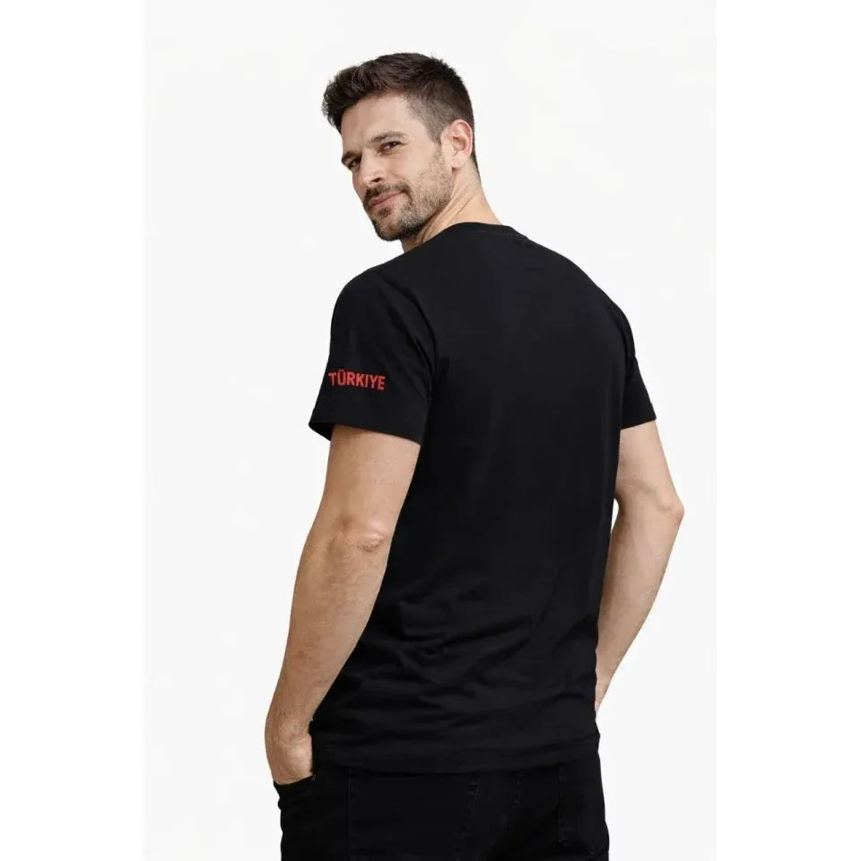 Erkek TÜRKİYE Baskılı Tişört 2026 Dünya Kupası Taraftar Forma T-Shirt - Siyah