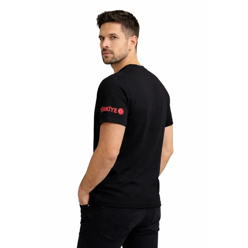 Erkek TÜRKİYE Ay Yıldız Baskılı 10 Numara Forma Tişört Taraftar T-Shirt - Siyah
