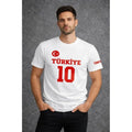 Erkek TÜRKİYE Ay Yıldız Baskılı 10 Numara Forma Tişört Taraftar T-Shirt - Beyaz