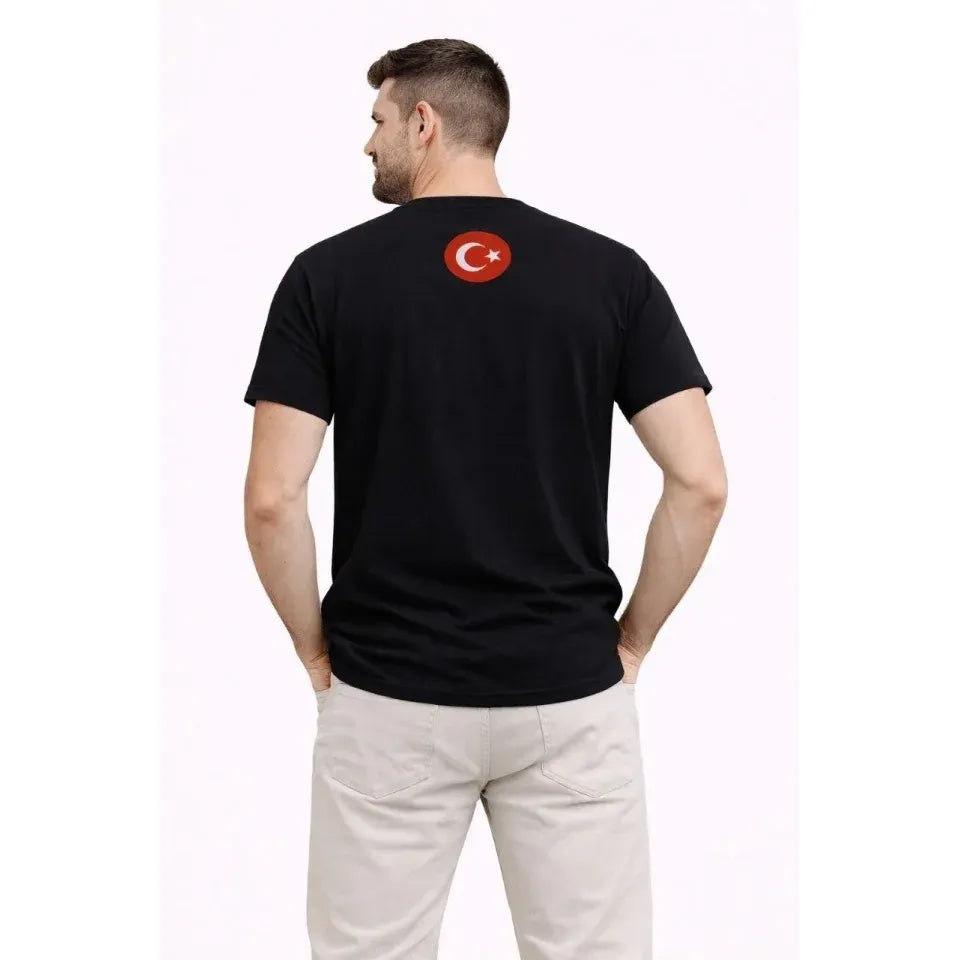 Erkek TÜRKİYE Baskılı Tişört Ay Yıldız 2026 Dünya Kupası Taraftar Forma T-Shirt - Siyah