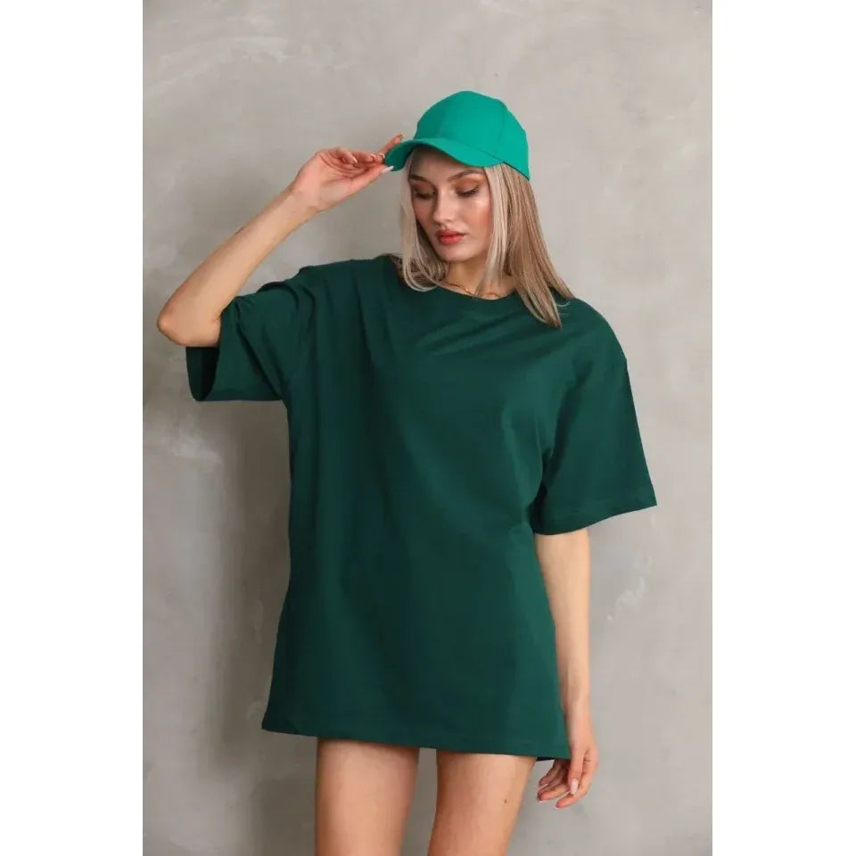 Regular Fit Tişört Bisiklet Yaka Yazlık Kısa Kol Basıc T-Shirt - Yeşil