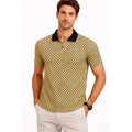 Erkek Pike Kumaş Polo Yaka Desenli Tişört Kısa Kol Yazlık T-Shirt - Sarı