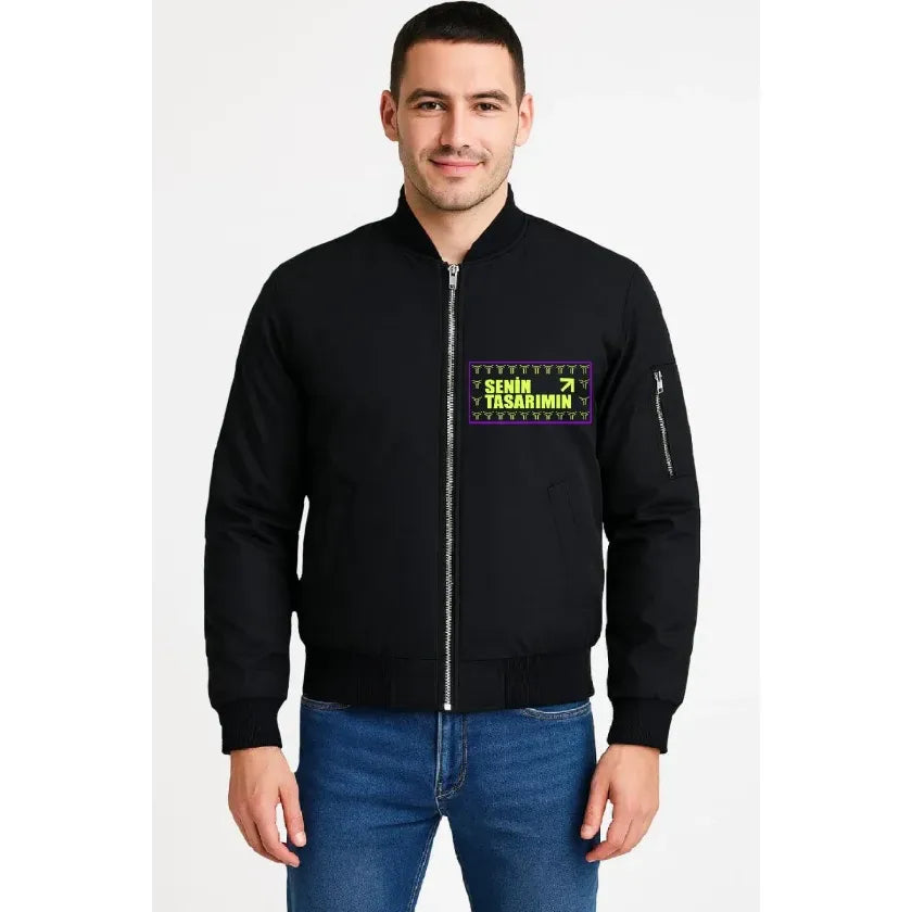 Ön Bomber Ceket - Siyah