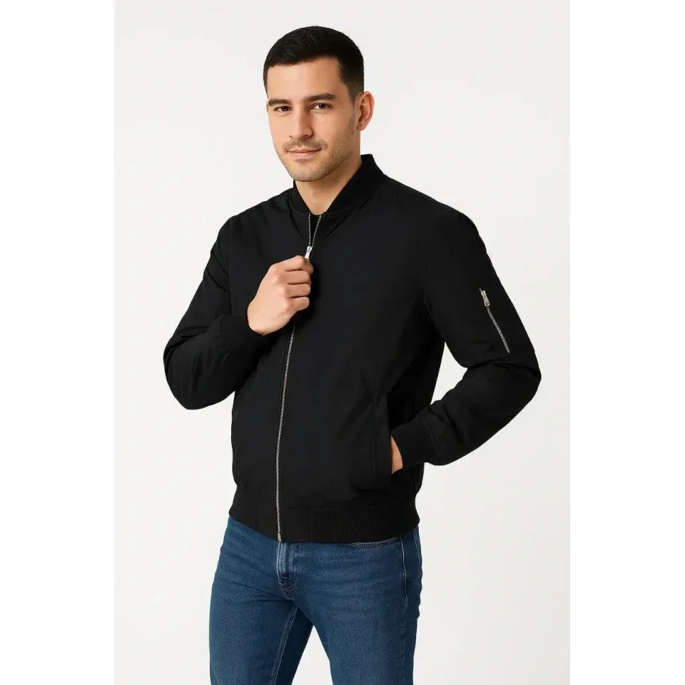 Ön Bomber Ceket - Siyah