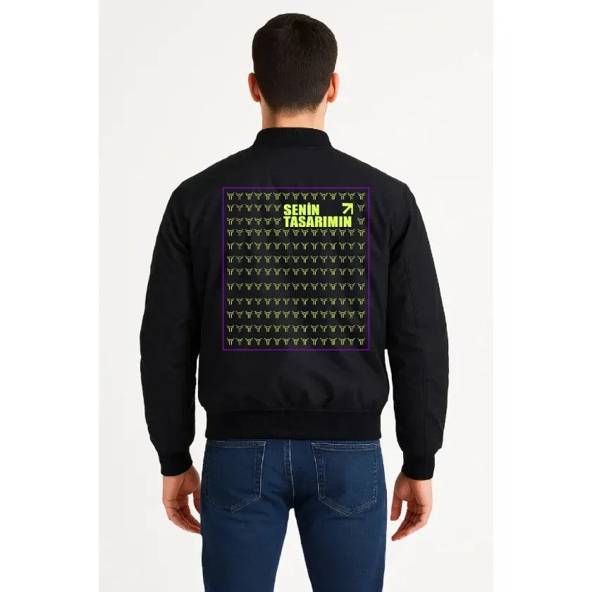 Arka Bomber Ceket - Siyah