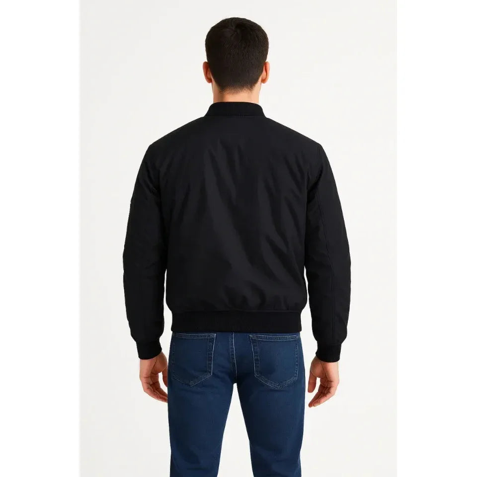 Arka Bomber Ceket - Siyah