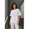 Minimal Gitar Baskılı Tişört T-Shirt Yazlık Kısa Kol Bisiklet Yaka T-Shirt  - Beyaz