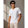 Erkek V Yaka Basic Tişört Kısa Kol Yazlık Regular Fit T-Shirt - Beyaz