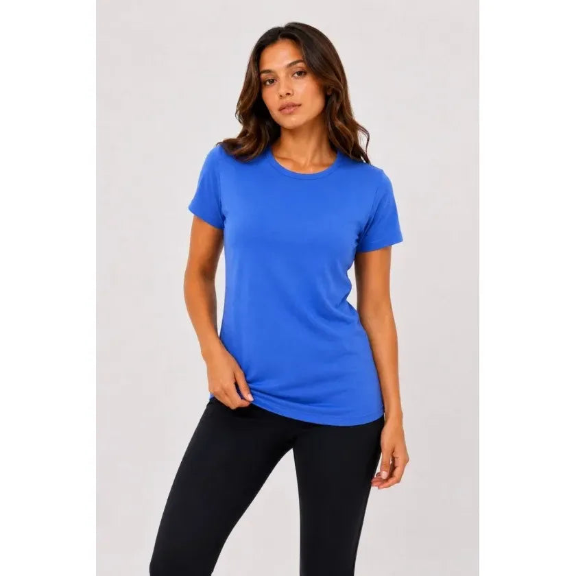 Basic Tişört Bisiklet Yaka Kısa Kol Günlük Yazlık Slim Fit T-Shirt - Mavi